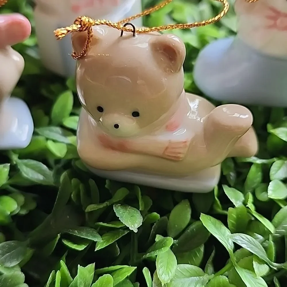 Vintage Russ Pastel Bear Ornaments Set Of 4